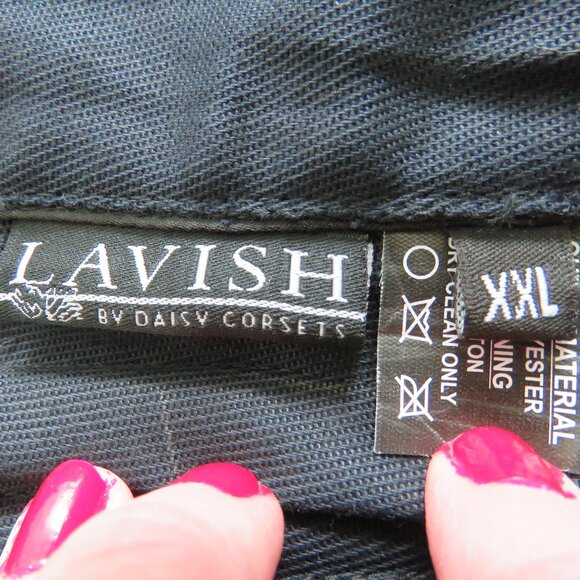 LAVISH BY DAISY CORSETS Steel Boned Satin Corset in Black Goth Vamp - Size XXL - Picture 11 of 11